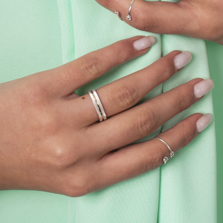 Aliança de Compromisso Prata Rutilada c/ Filete de Ouro / 4mm (Valor da unidade)