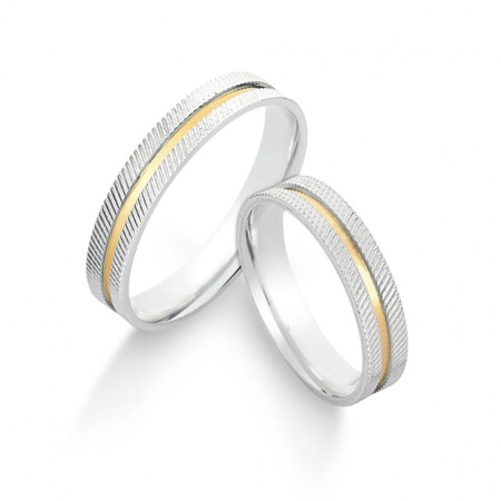 Aliança de Compromisso Prata Rutilada c/ Filete de Ouro / 4mm (Valor da unidade)