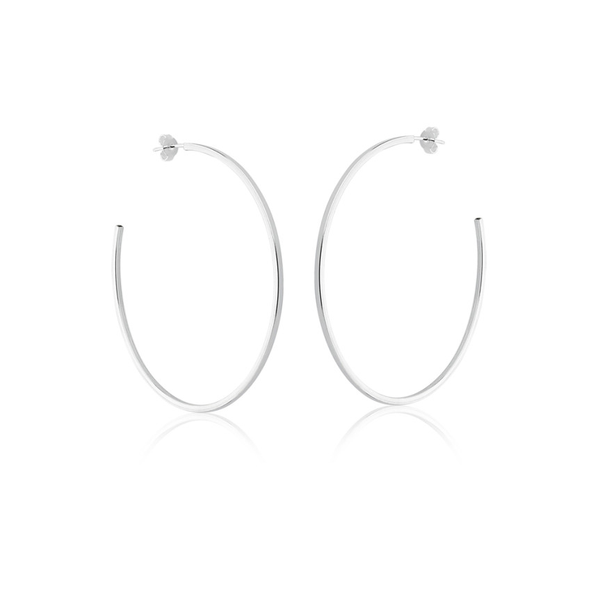 Argola de Prata Fio Quadrado 5cm com Tarraxa