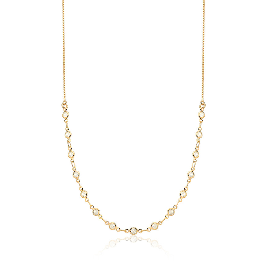 Choker Veneziana Zircônias Folheado a Ouro 18k 