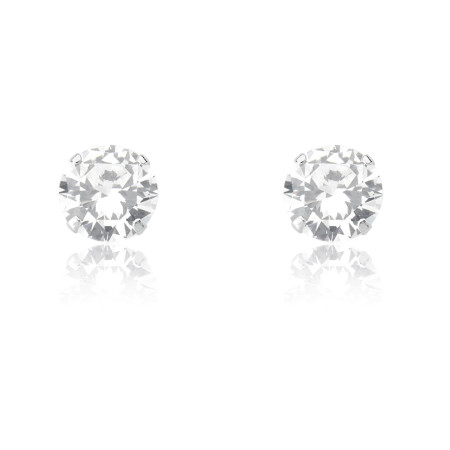Brinco de Prata Fixo Zircônia Redonda 13mm