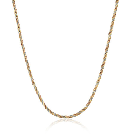 Corrente Cordão Baiano com Rosê e Veneziana 40cm 2mm Folheada a Ouro 18k