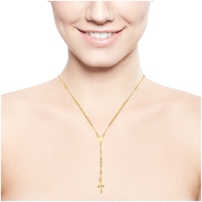 Terço Nossa Senhora das Graças 45cm Folheado a Ouro 18k