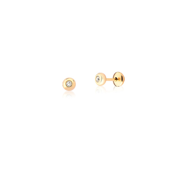 Brinco Fixo Liso c/ Zircônia 4mm  Baby Folheado a Ouro 18k