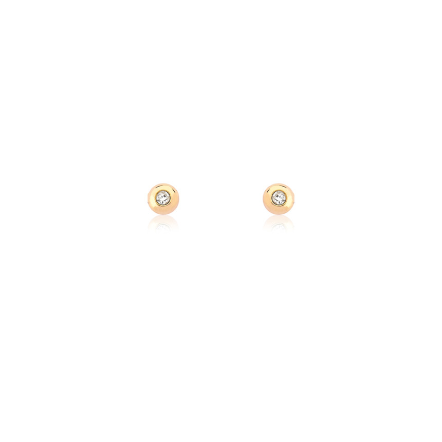 Brinco Fixo Liso c/ Zircônia 4mm  Baby Folheado a Ouro 18k