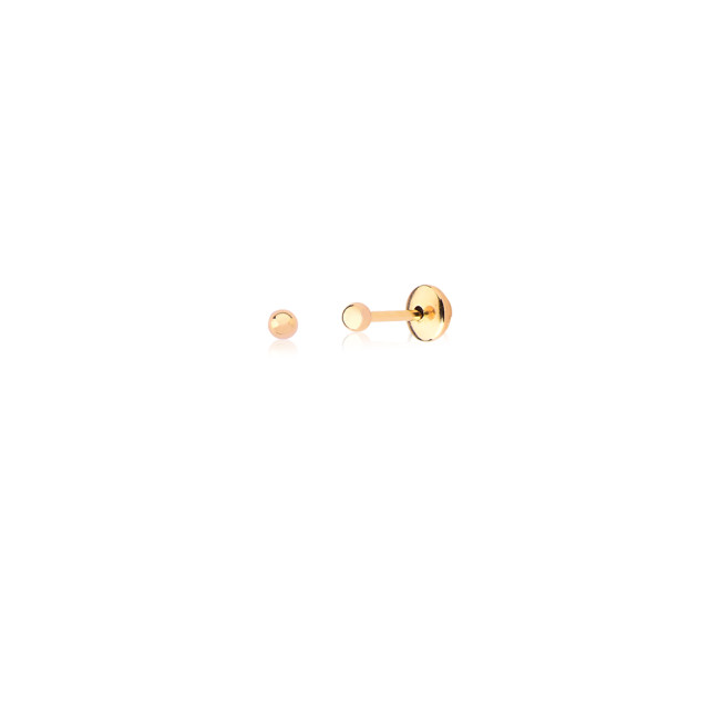 Brinco Fixo Bola 2mm Baby Folheado a Ouro 18k