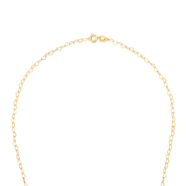 Corrente Elo Corações 50cm Folheado a Ouro 18k