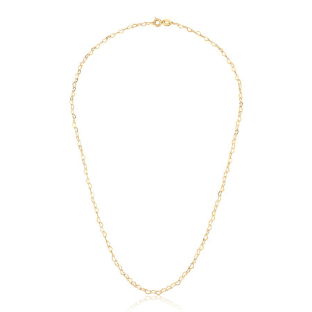 Corrente Elo Corações 50cm Folheado a Ouro 18k