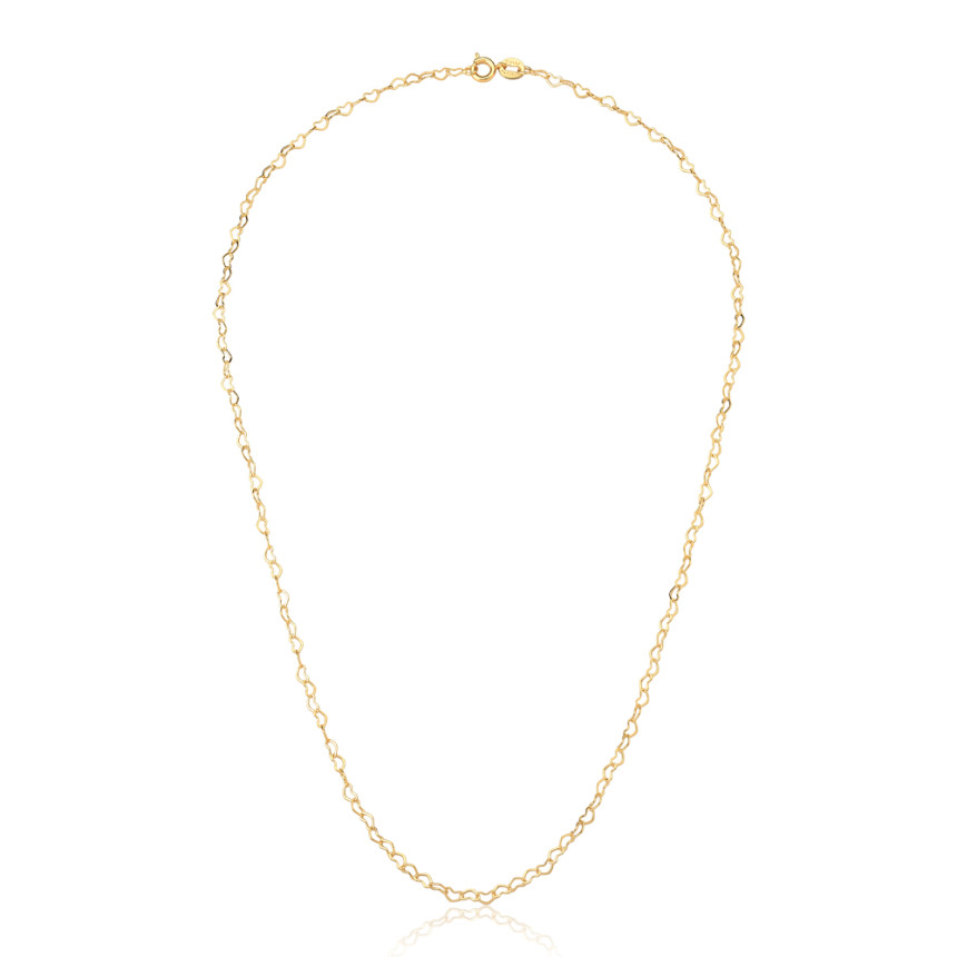 Corrente Elo Corações 50cm Folheado a Ouro 18k