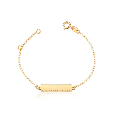 Pulseira Plaquinha Trabalhada 18cm Folheado a Ouro 18k