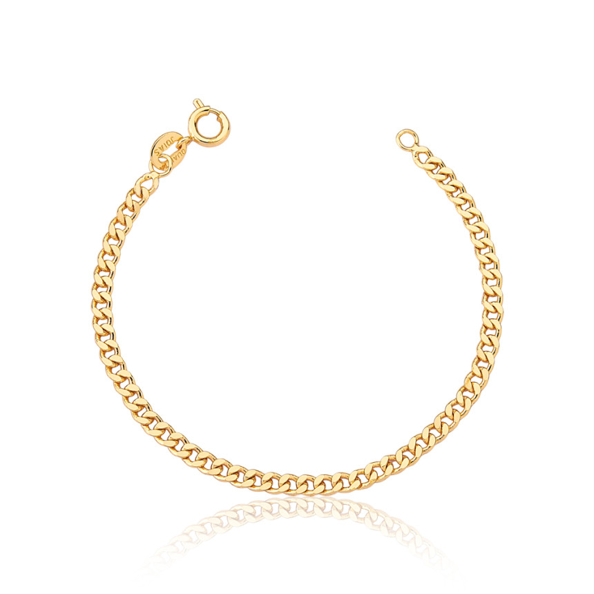 Pulseira Grumet 18cm (3mm) Folheada a Ouro 18k