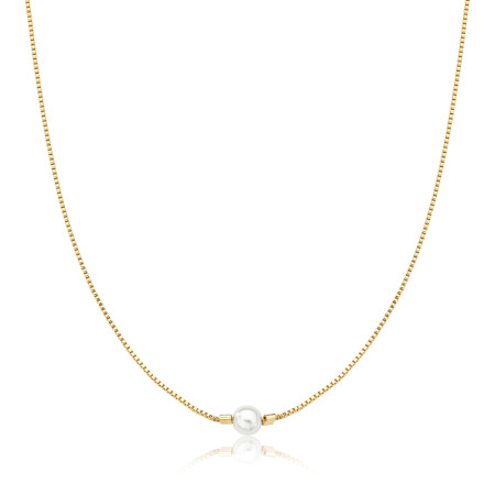 Corrente Veneziana Pérola Fixa Folheada a Ouro 18k 