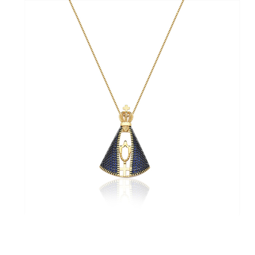 Gargantilha Pingente Nossa Senhora Aparecida Folheada a Ouro 18k