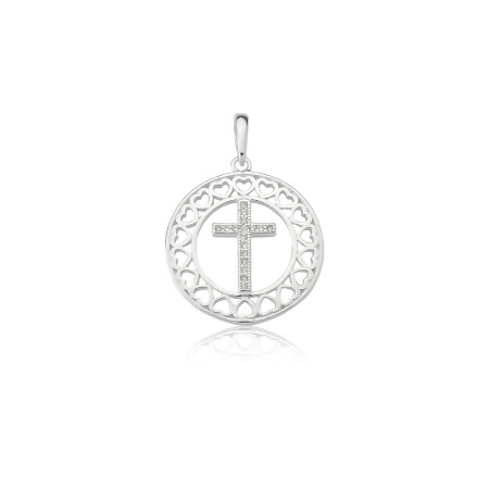 Pingente Prata Mandala Vazada Cruz Cravejado