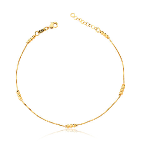 Tornozeleira Veneziana Esferas Diamantadas Folheada a Ouro 18k