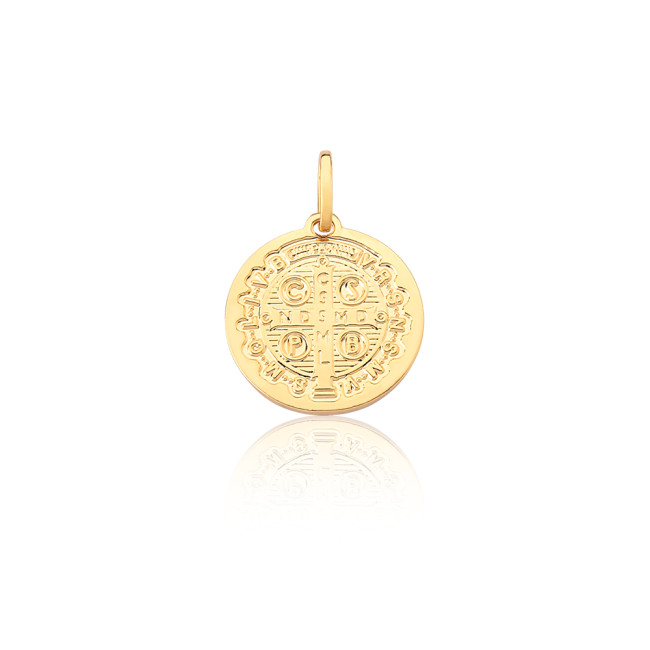 Pingente São Bento Medalha 1,5cm Folheado a Ouro 18k