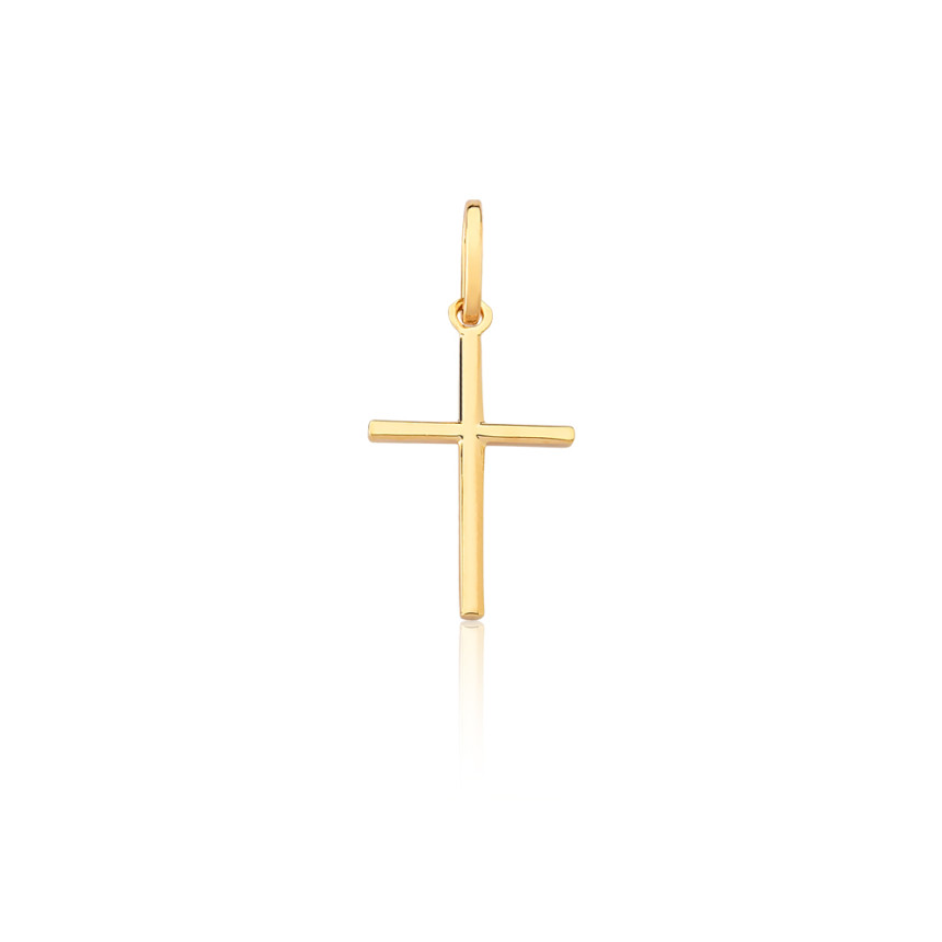 Pingente Cruz Palito Liso "P" Folheado a Ouro 18k