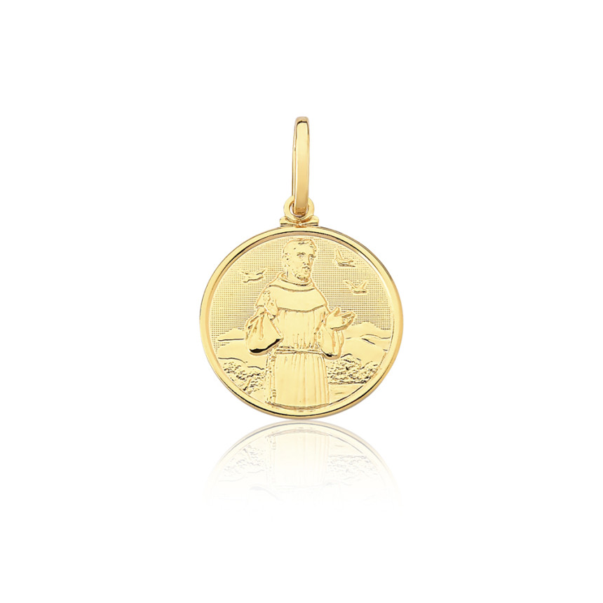 Pingente São Francisco Alto Relevo Folheado a Ouro 18k