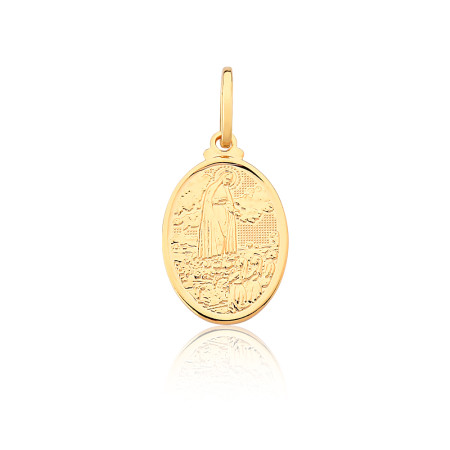 Pingente Nossa Senhora de Fátima Medalha Oval Folheado a Ouro 18k