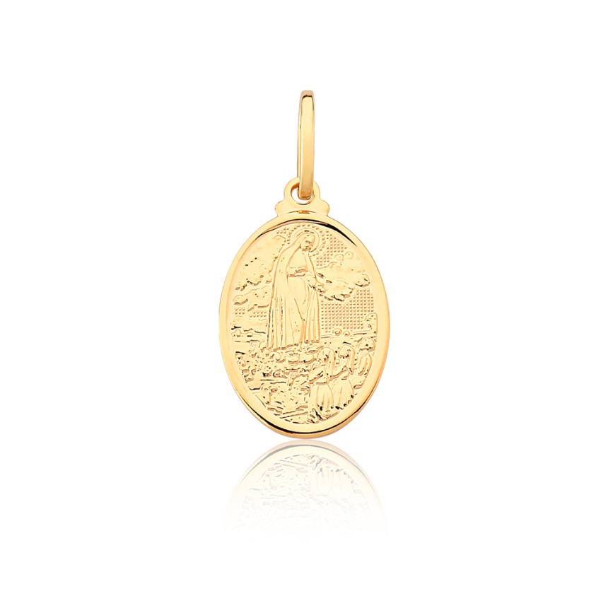 Pingente Nossa Senhora de Fátima Medalha Oval Folheado a Ouro 18k