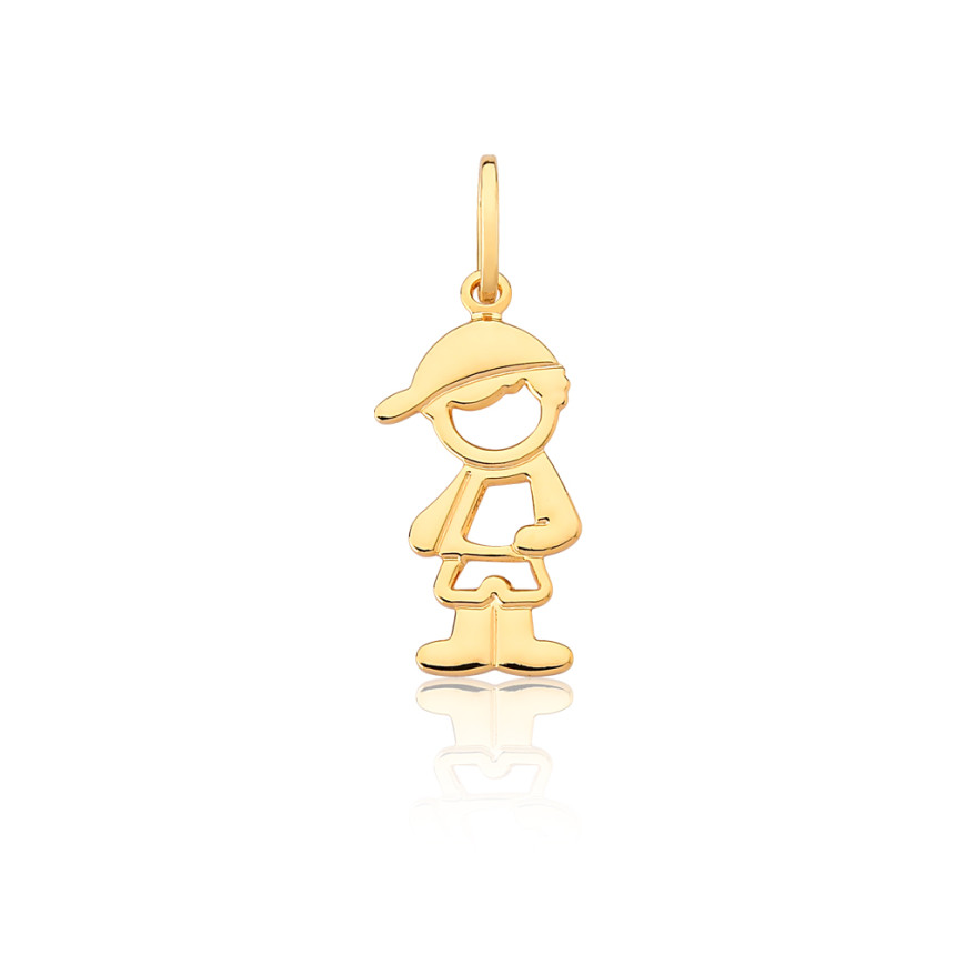 Pingente Menino Vazado Folheado a Ouro 18k