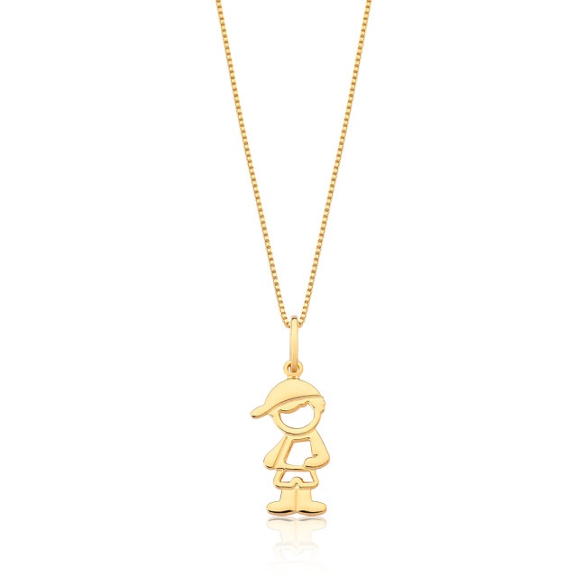 Pingente Menino Vazado Folheado a Ouro 18k