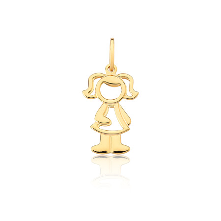 Pingente Menina Vazada Folheado a Ouro 18k