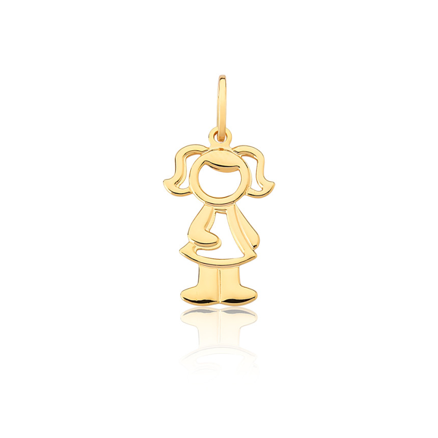 Pingente Menina Vazada Folheado a Ouro 18k