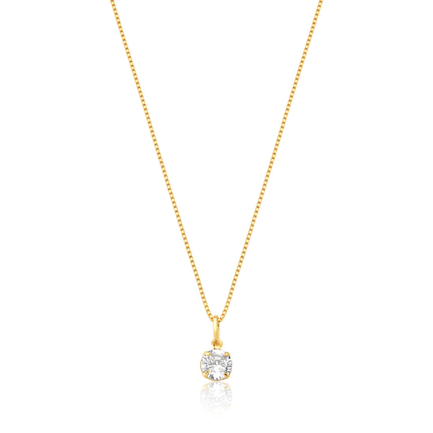 Gargantilha Veneziana Ponto Luz Zircônia Folheada a Ouro 18k