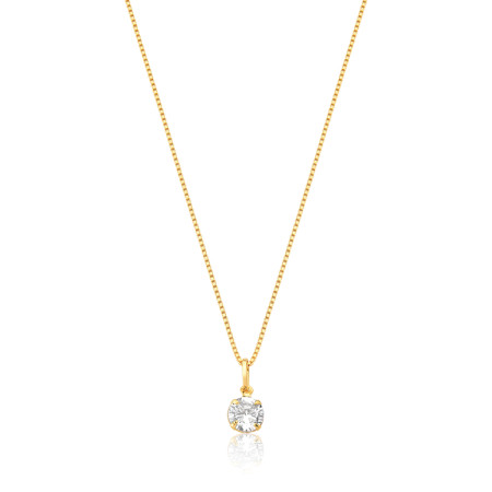 Gargantilha Veneziana Ponto Luz Zircônia Folheada a Ouro 18k