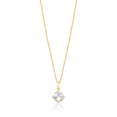 Gargantilha Veneziana Ponto Luz Quadrado Zircônia Folheada a Ouro 18k