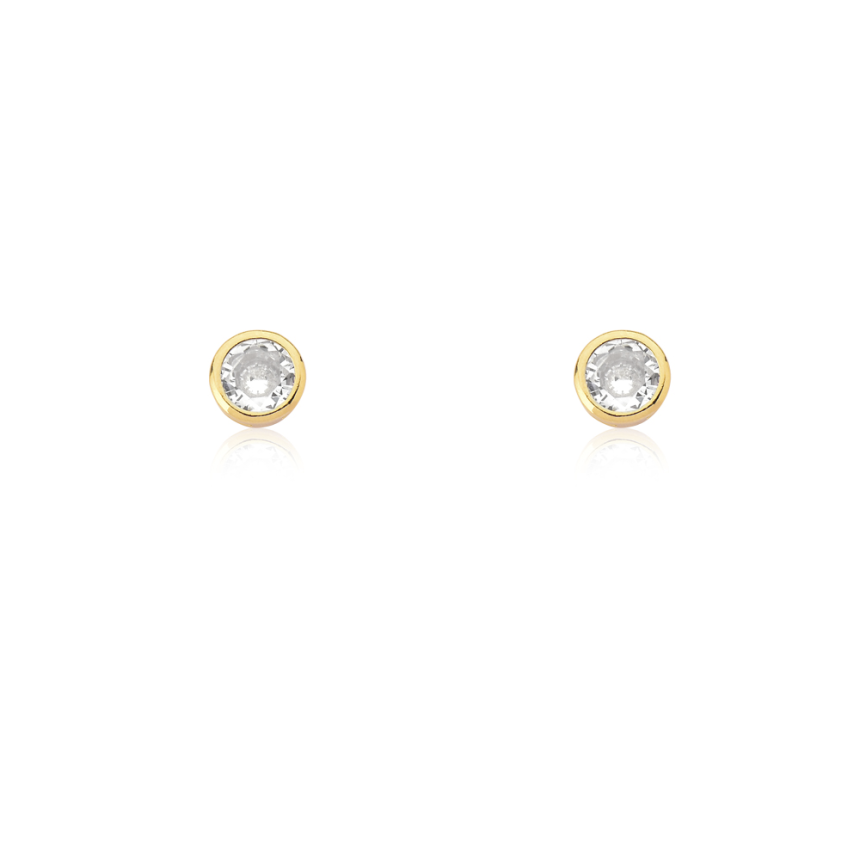 Brinco Fixo Zircônia Embutida 7mm Folheado a Ouro 18k