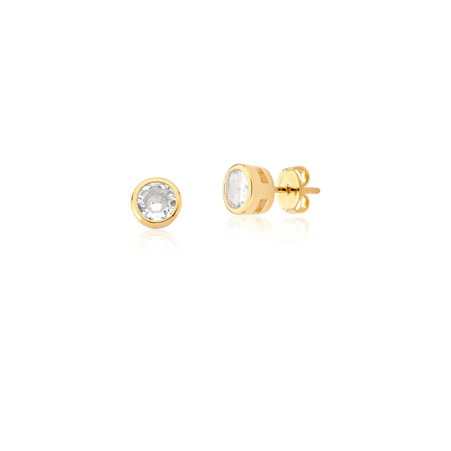 Brinco Fixo Zircônia Embutida 7mm Folheado a Ouro 18k