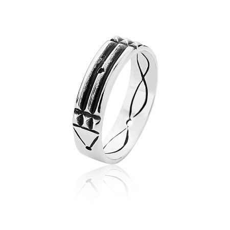 Anel Prata Atlantis Envelhecido (Pirâmide)