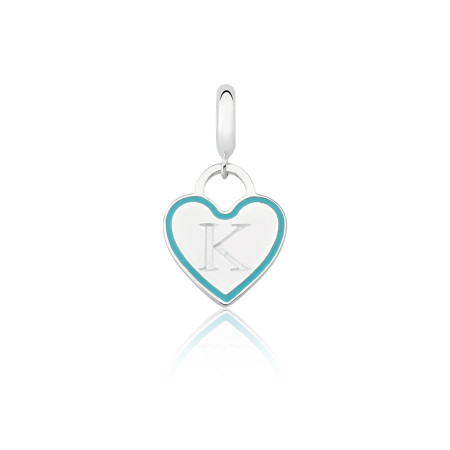 Berloque Prata You Argola Coração Letra K