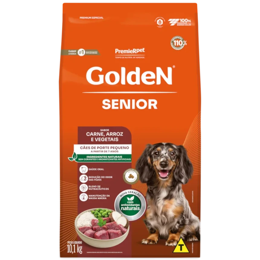 GoldeN® Formula Cães Seniores Porte Pequeno Carne e Arroz 6kg
