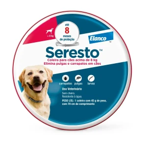 Coleira Antipulgas Seresto Cães Acima de 8kg - 8 Meses de Proteção Único