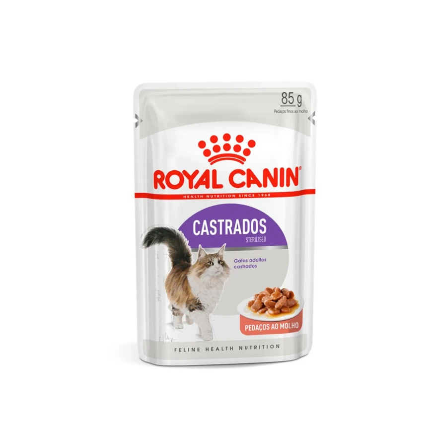 Ração Úmida Royal Canin Pedaços ao Molho Sachê para Gatos Adultos Castrados 85 g