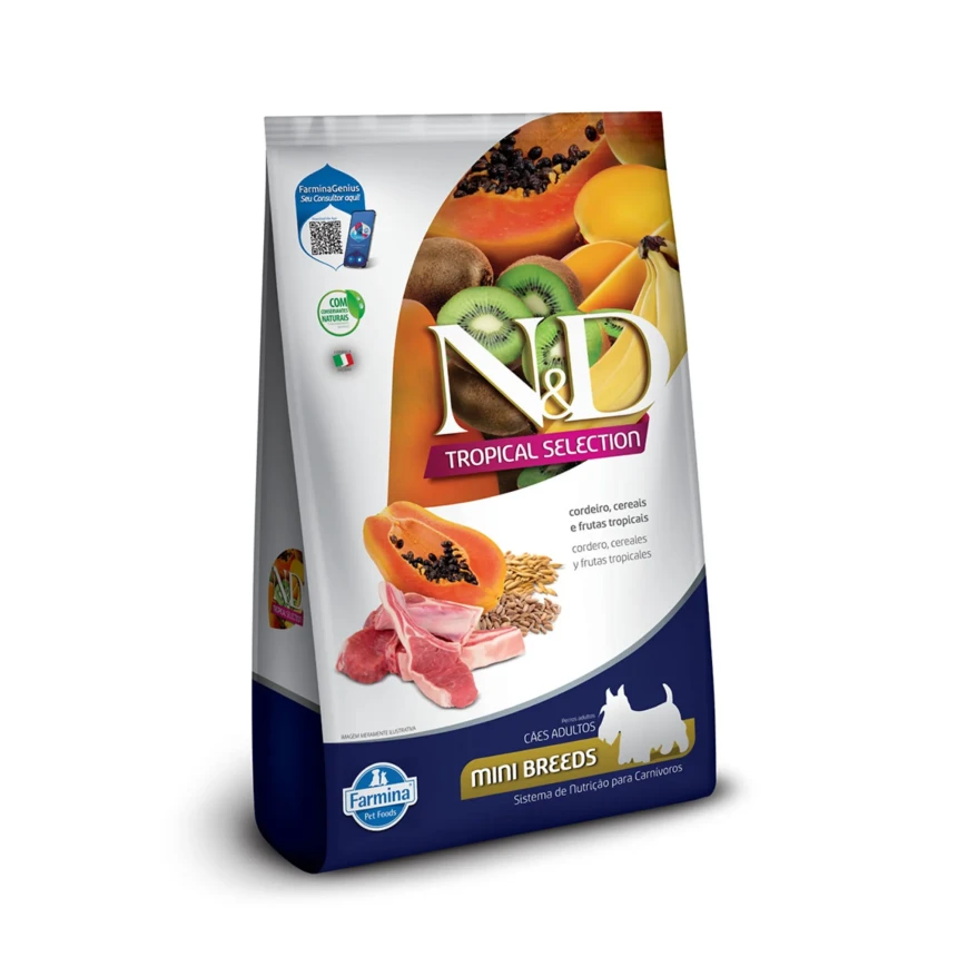 Ração Farmina N&D Tropical Selection para Cães Adultos de Porte Mini e Pequeno Sabor Cordeiro, Cereais e Frutas Tropicais 2 kg