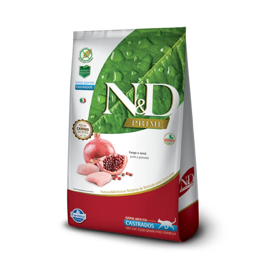 Ração N&D Gatos Adultos Farmina Prime Sabor Frango e Romã 1.5kg