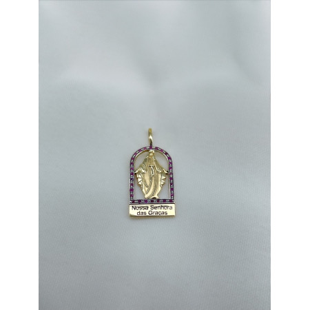 Pingente Nossa Senhora das Graças com Rubis