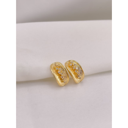 Brincos Acetinado e Polido com Diamantes
