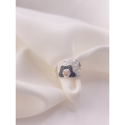 Anel Diamantes Brancos e Negros