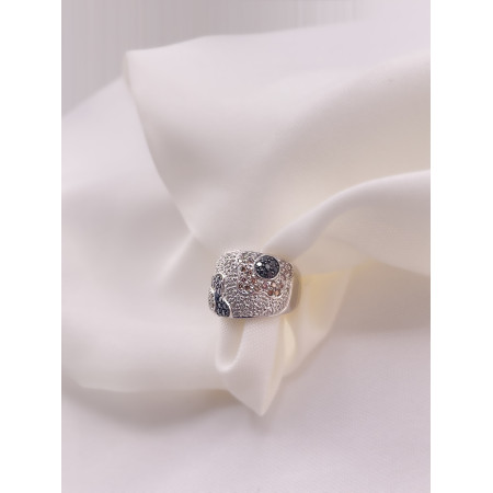 Anel Diamantes Brancos e Negros