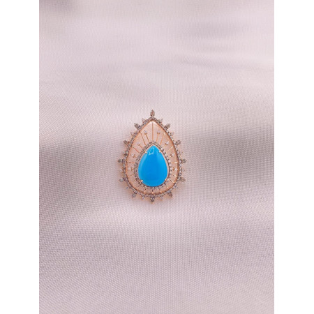 Pingente Turquesa com Diamantes em Ouro Rose