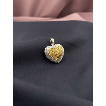 Pingente Coração Diamantes e Topázio Amarelo