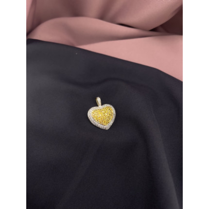Pingente Coração Diamantes e Topázio Amarelo