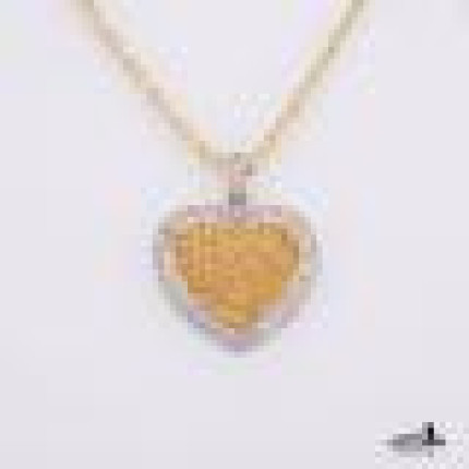 Pingente Coração Diamantes e Topázio Amarelo