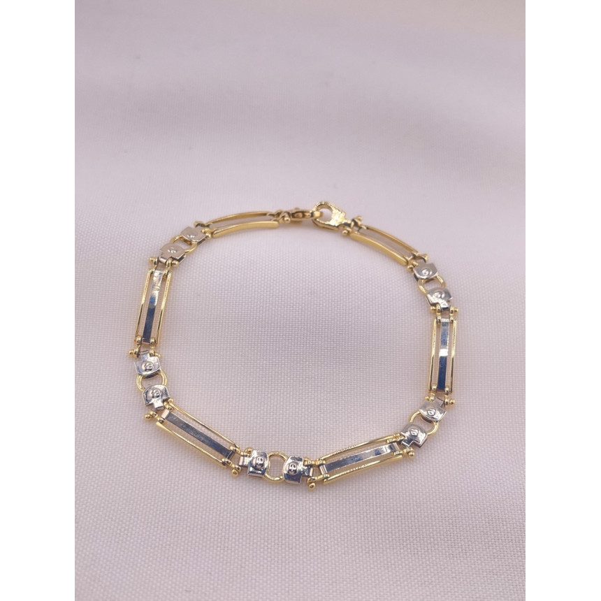 Pulseira Placas em Dois Tons