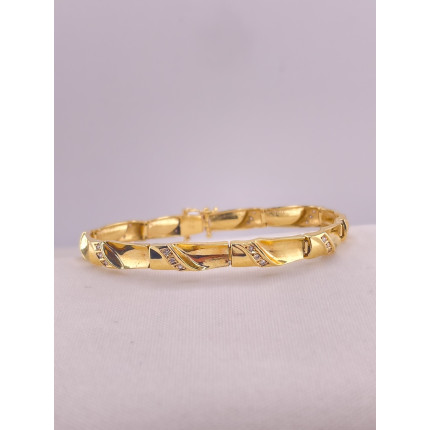 Pulseira Placas com Diamantes em Ouro Amarelo